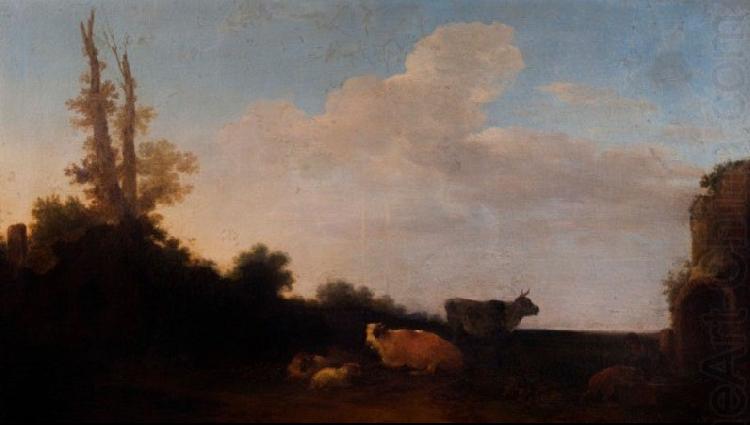 Francesco Giuseppe Casanova Cattle on pasture. china oil painting image